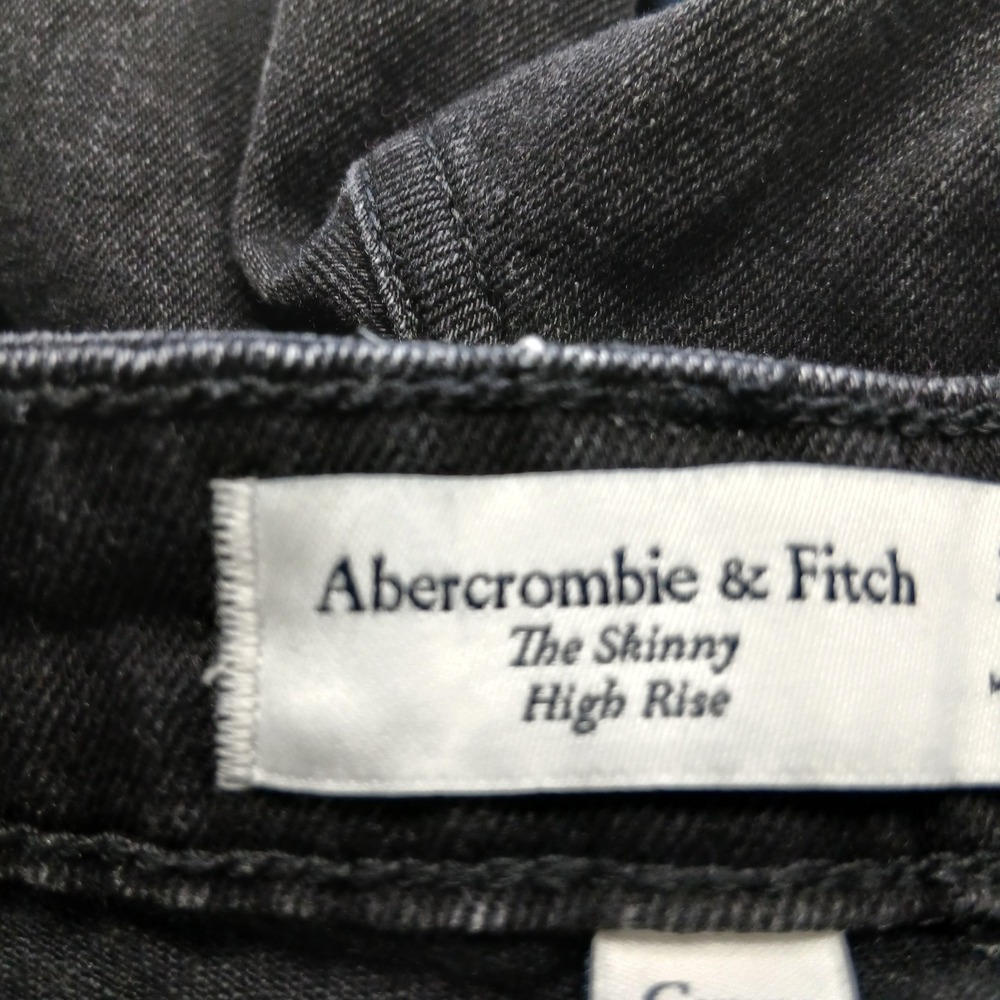 Abercrombie & Fitch Skinny High Rise Jeans Seam Detail Raw Hem Black Size 27/4 - Picture 4 of 16
